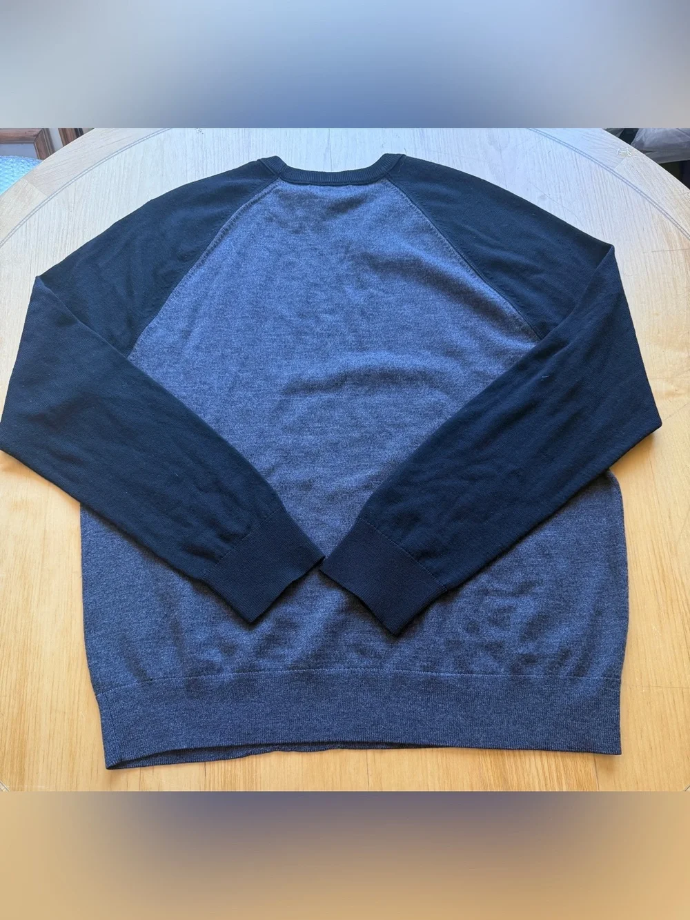 Banana Republic Italian Merino Wool Colorblock Sweater XL Gray Black Raglan